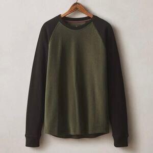 NWOT American Giant Men's French Rib Raglan Colorblock Long Sleeve Olive 2XL